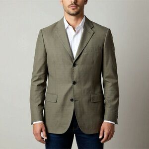 Banana Republic Jacket Blazer Linen Cotton Tan Beige Size 42R Sport Coat